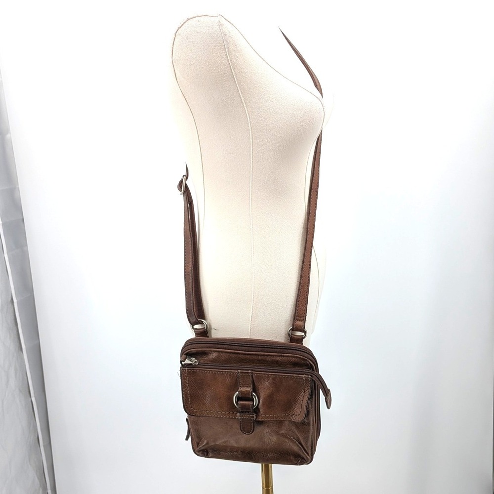 Fossil ZB2840 Genuine Leather Crossbody Bag Brown Organizer Messenger Purse